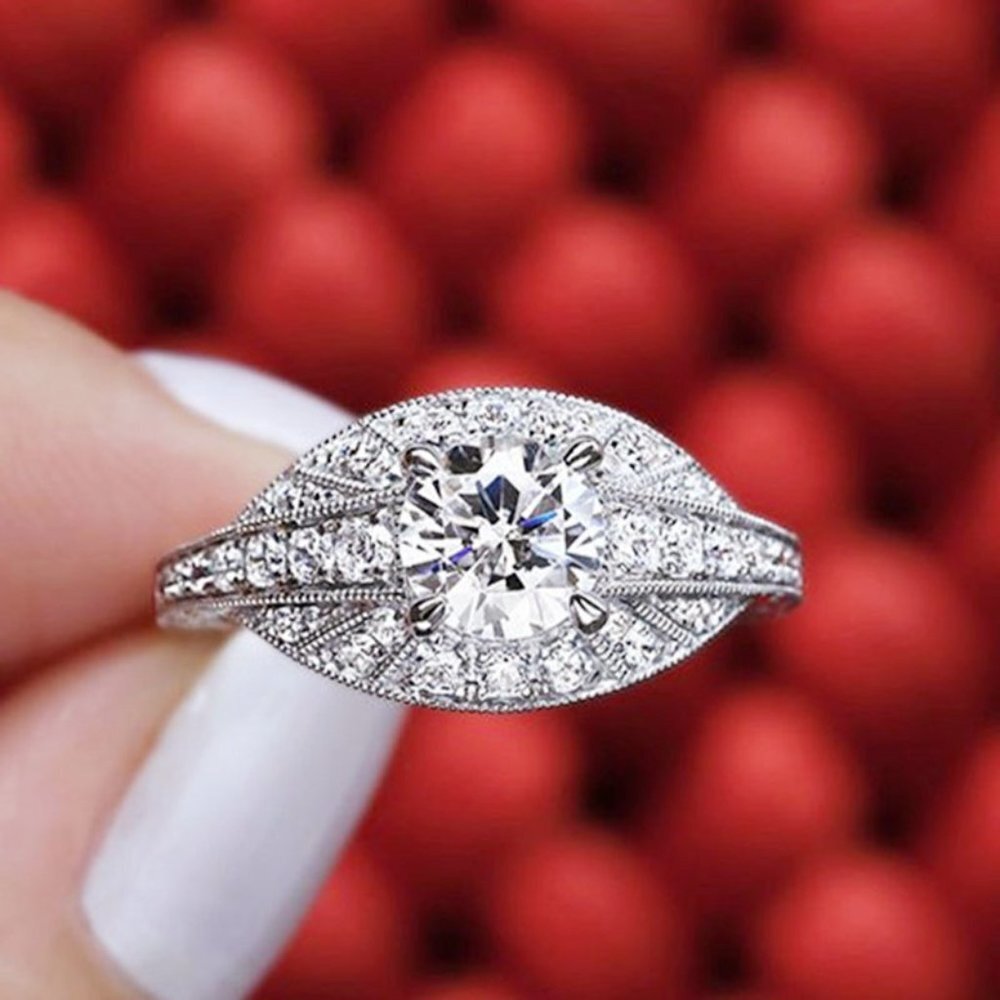 💝 Dainty Zirocn Pattern Carved Silver Vintage Rings for Women, EVGG1600
